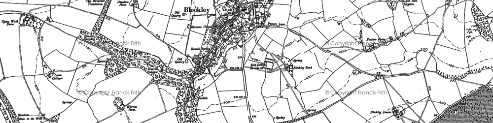 Old map of Bourton Woods in 1883