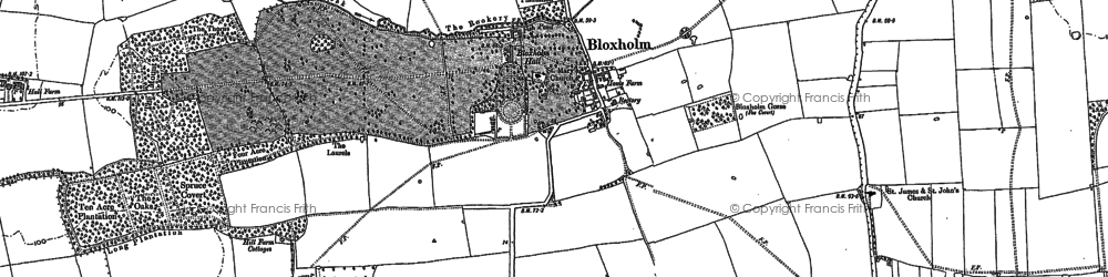Old map of Bloxholm in 1887