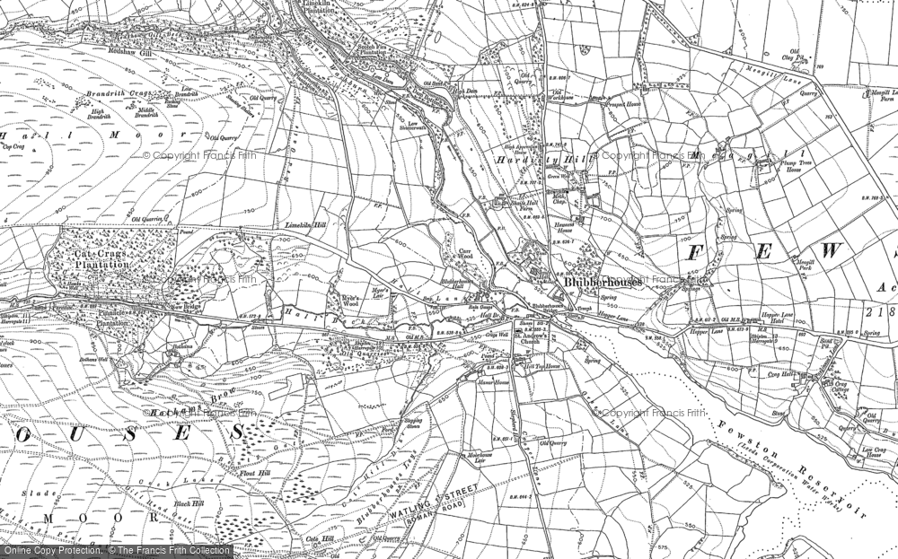 Old Map of Historic Map covering Blubberhouses Moor in 1907