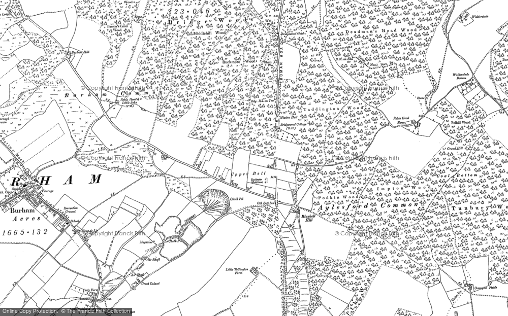 Old Map of Historic Map covering White Horse Stone in 1895