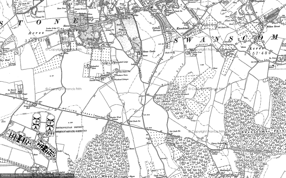 Old Map of Historic Map covering Fleet Downs in 1895