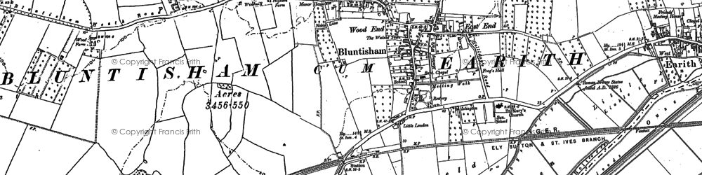 Old map of Bluntisham in 1900