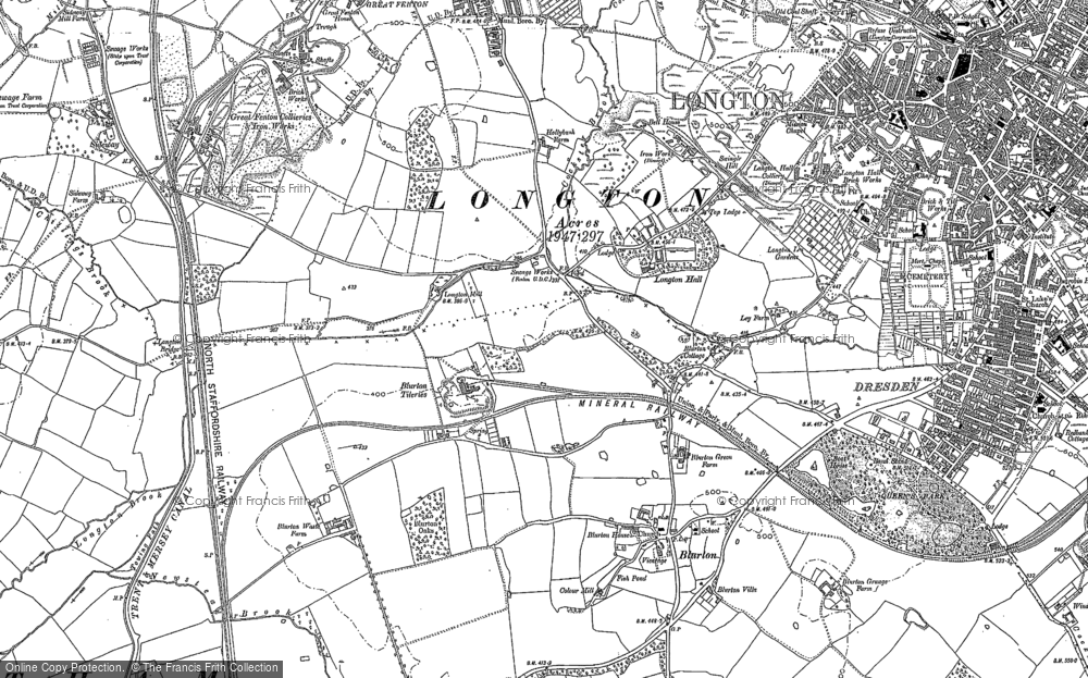 Old Map of Blurton, 1877 - 1879 in 1877