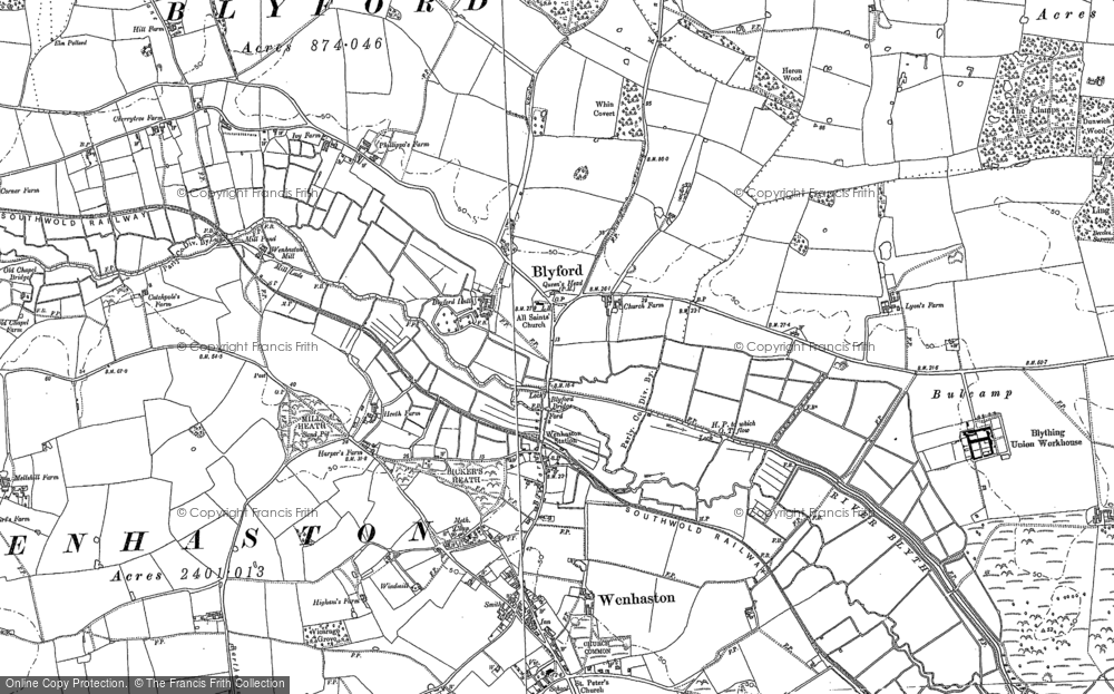 Old Map of Blyford, 1883 in 1883