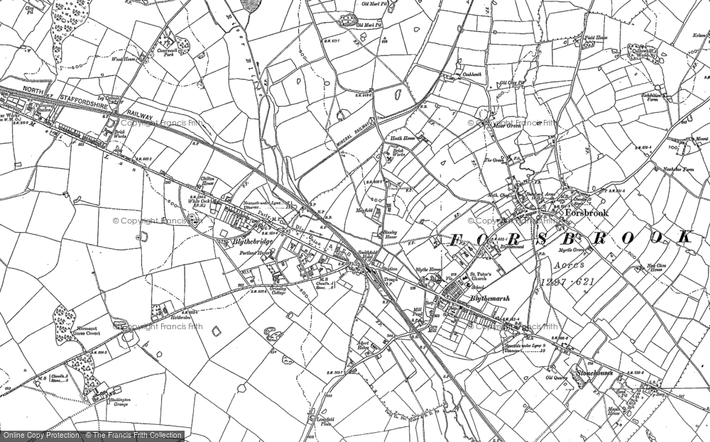 Old Map of Historic Map covering Stallington in 1879