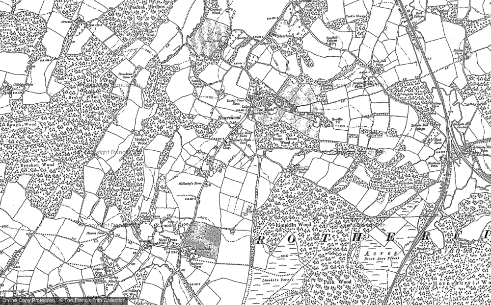 Old Map of Historic Map covering Blackdon Hill in 1897