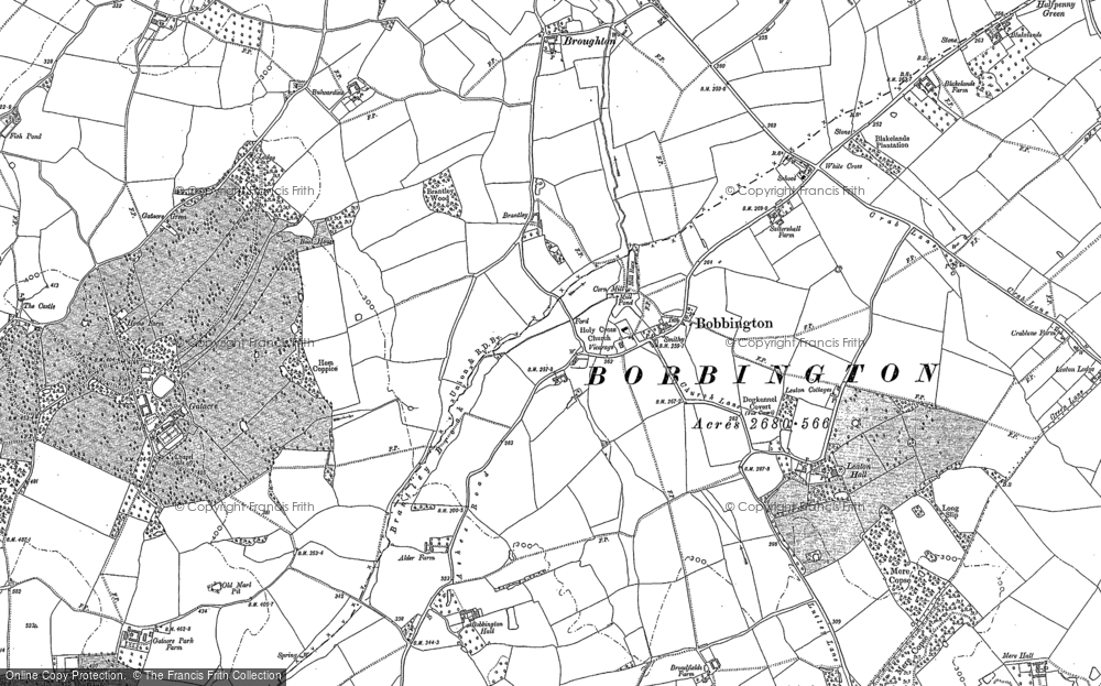 Old Map of Historic Map covering Bobbington Hall in 1900