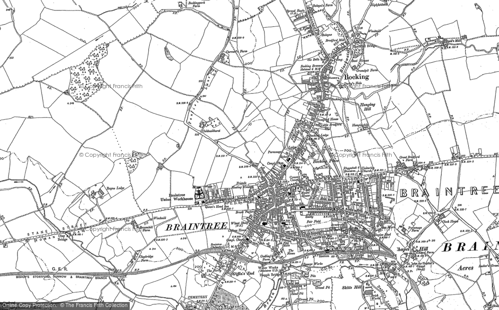 Old Map of Bocking, 1886 - 1896 in 1886