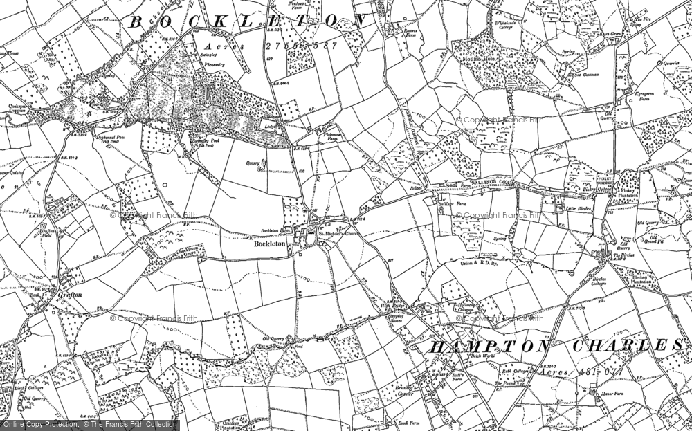 Old Map of Historic Map covering Weston Fm in 1885
