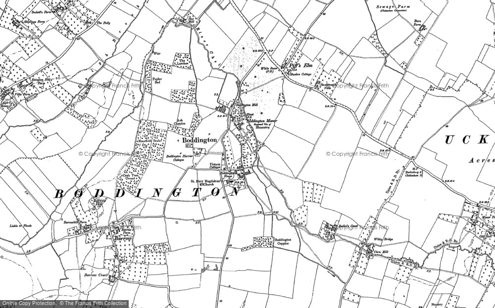Old Map of Historic Map covering Piff's Elm in 1883