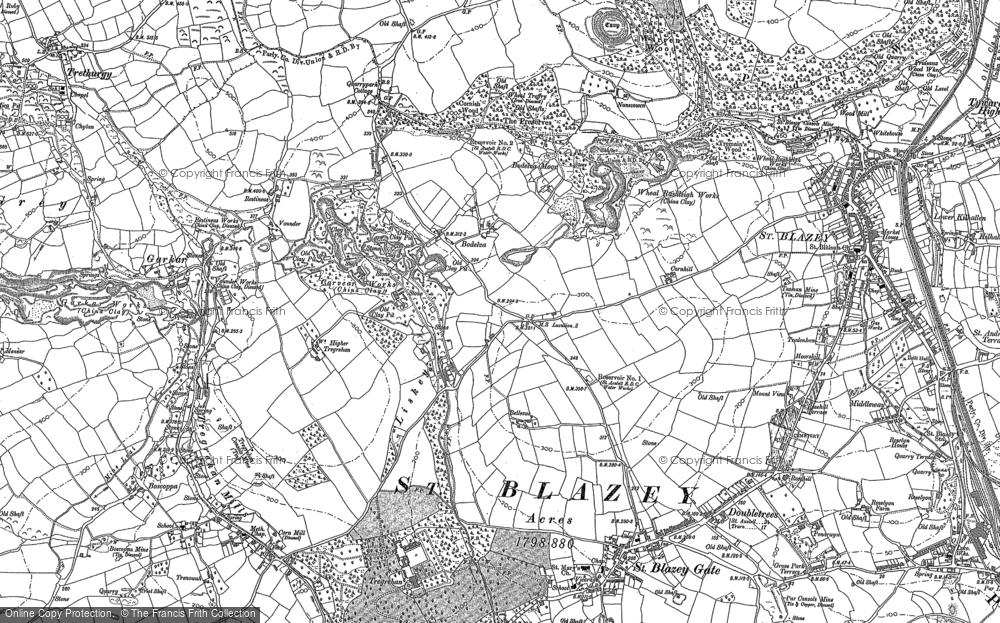 Old Map of Bodelva, 1881 - 1906 in 1881