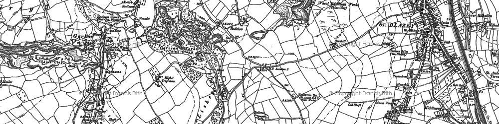 Old map of Bodelva in 1881