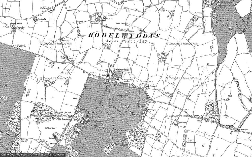 Old Map of Historic Map covering Pengwern in 1911