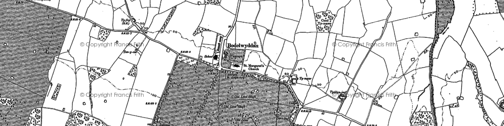 Old map of Bodelwyddan in 1911