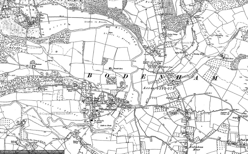 Old Map of Historic Map covering Bodenham Moor in 1885