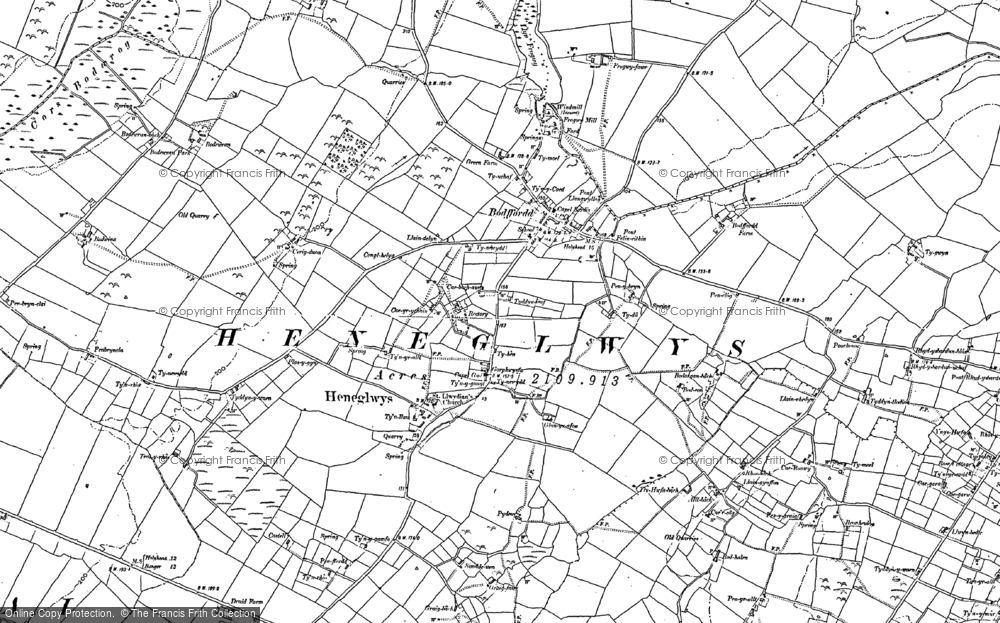 Old Map of Historic Map covering Heneglwys in 1887