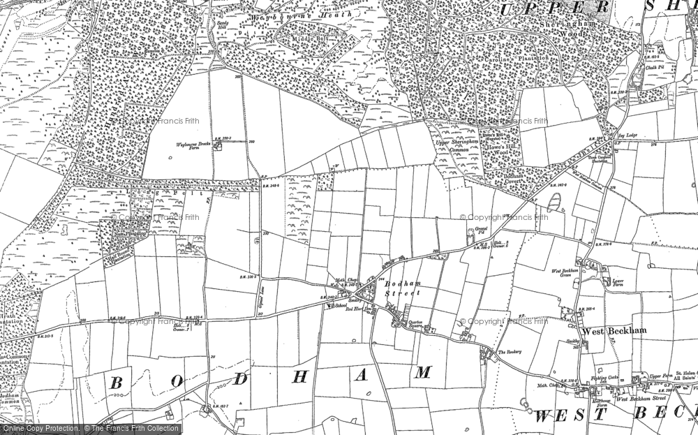Old Map of Bodham, 1885 - 1904 in 1885