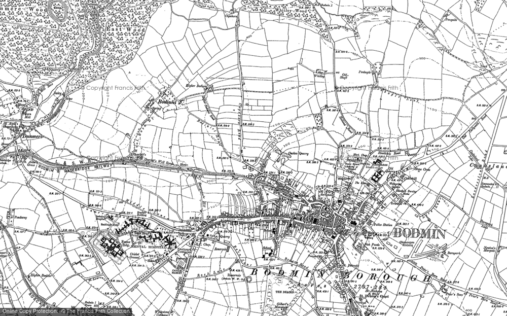 Old Map of Bodmin, 1881 in 1881