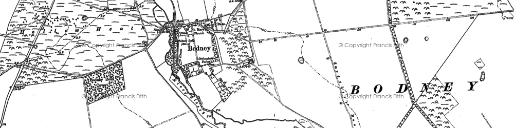 Old map of Bodney in 1883