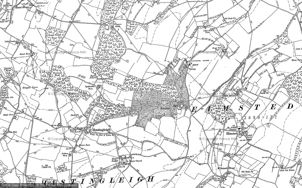 Old Map of Bodsham, 1896 in 1896