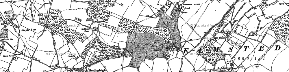 Old map of Bodsham in 1896