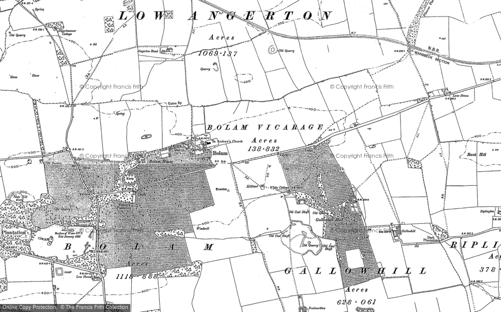 Old Map of Bolam, 1895 - 1896 in 1895