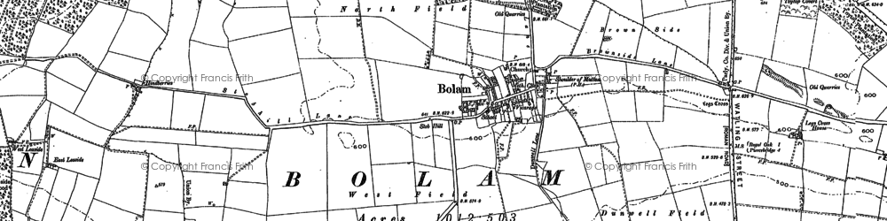 Old map of Bolam in 1896