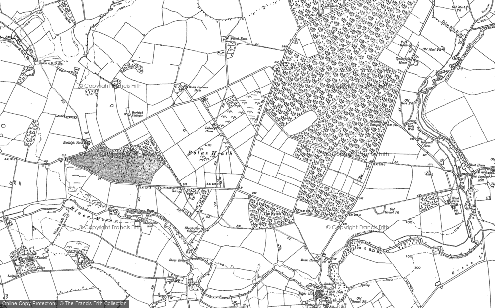 Old Map of Historic Map covering Allford Brook in 1880