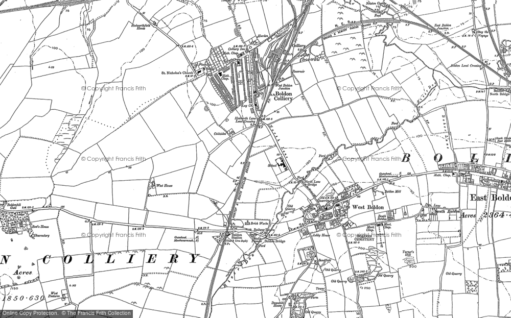 Old Map of Boldon Colliery, 1913 - 1920 in 1913