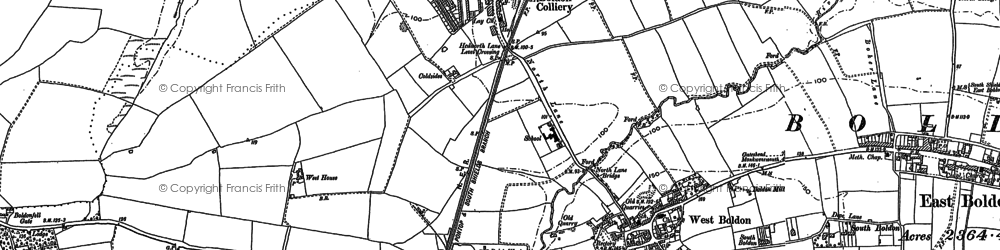 Old map of Boldon Colliery in 1913