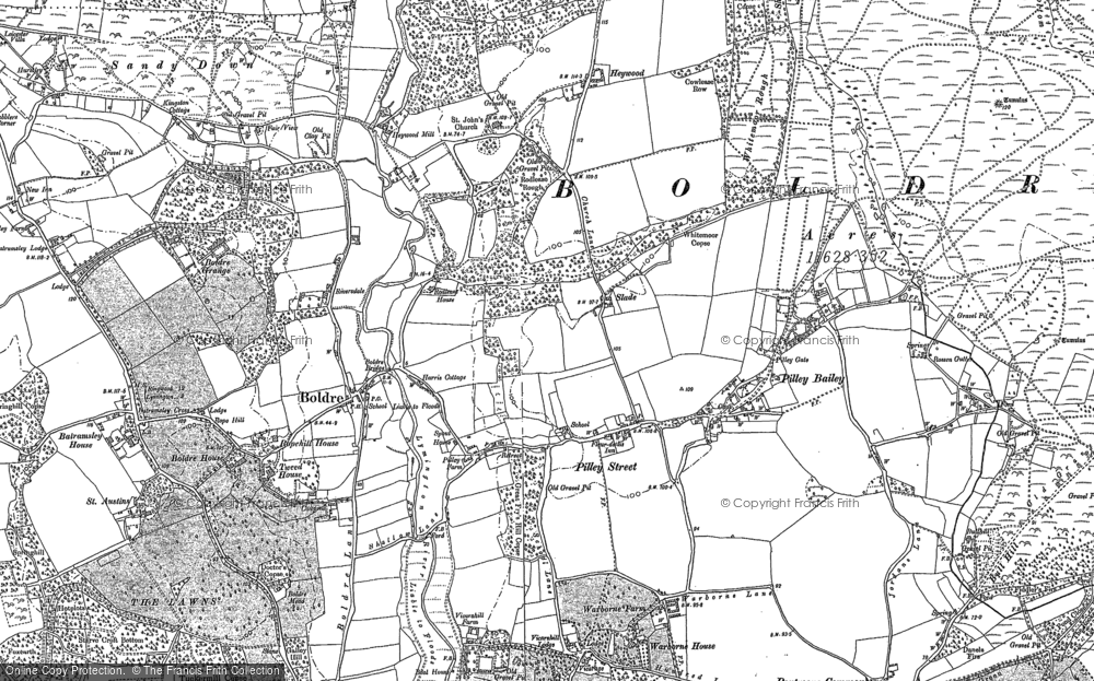 Old Map of Historic Map covering Setley in 1895