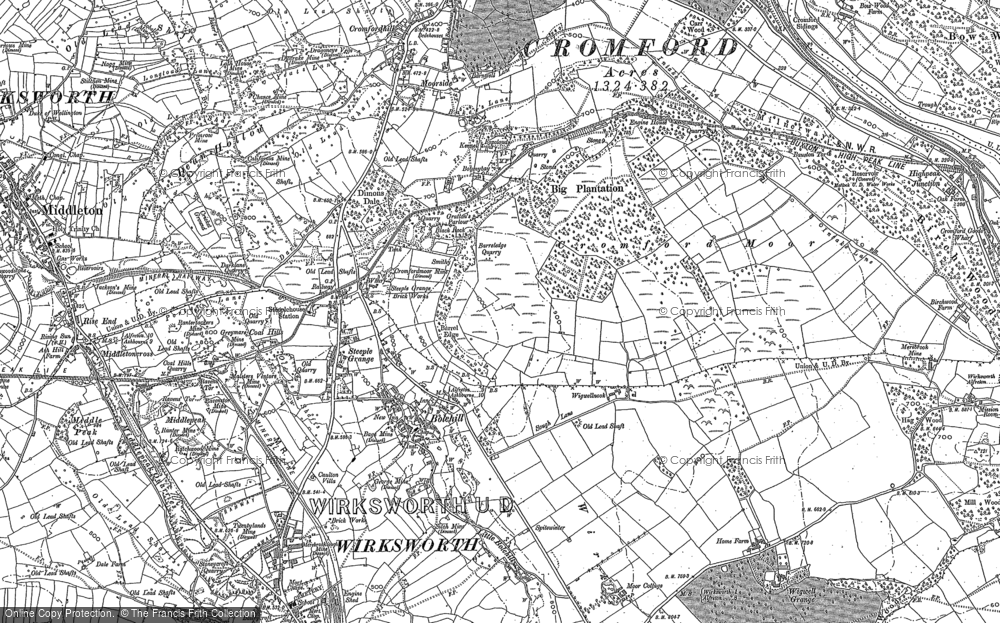 Old Map of Bolehill, 1879 - 1898 in 1879