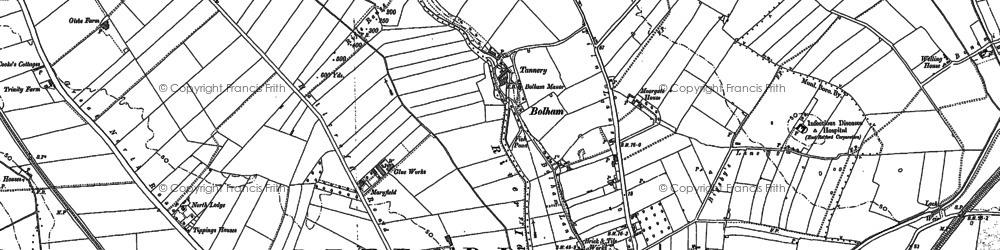Old map of Bolham Hall in 1884