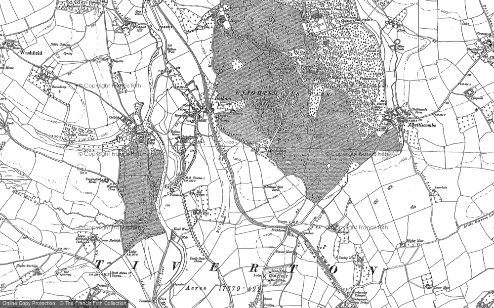 Old Map of Historic Map covering Knightshayes Court in 1887