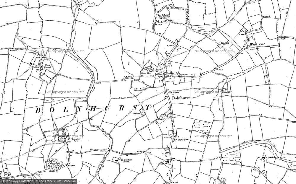 Old Map of Bolnhurst, 1900 in 1900