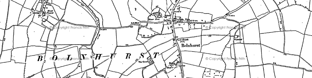 Old map of Bolnhurst in 1900