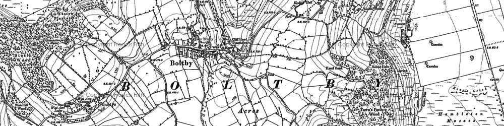 Old map of Boltby Scar in 1891