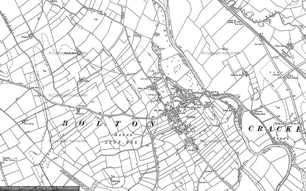Old Map of Historic Map covering Westley Bank Cotts in 1897