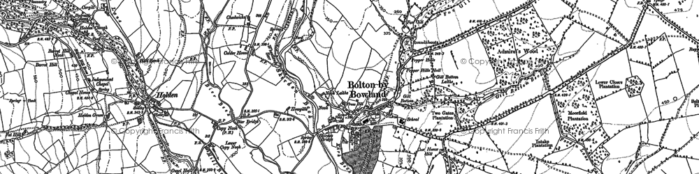 Old map of Bolton Close Plantn in 1893