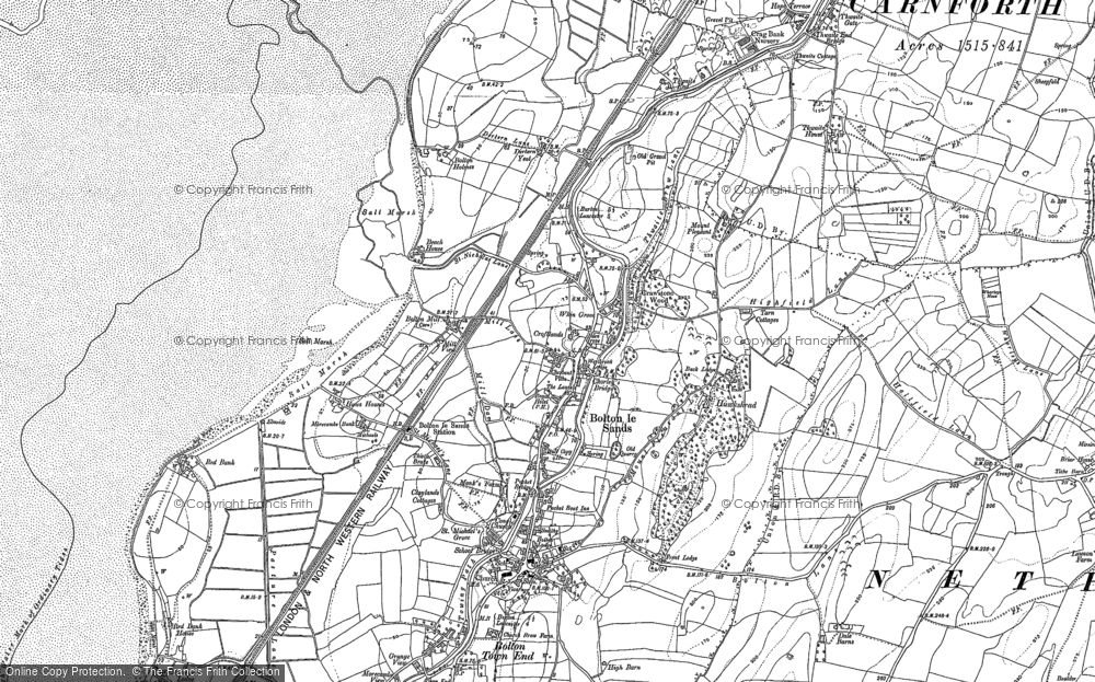 Old Map of Historic Map covering Bolton Holmes in 1889