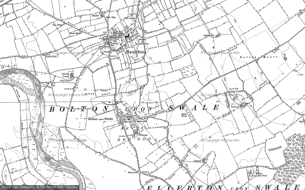 Old Map of Bolton-on-Swale, 1891 in 1891