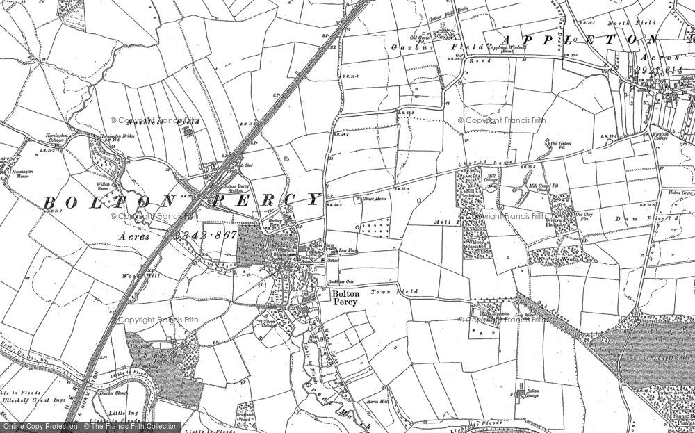 Old Map of Bolton Percy, 1890 - 1891 in 1890