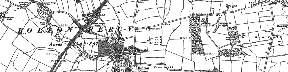 Old map of Bolton Percy in 1890