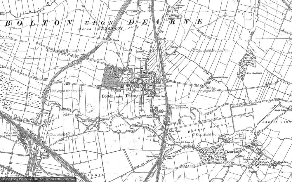 Old Map of Bolton Upon Dearne, 1890 in 1890