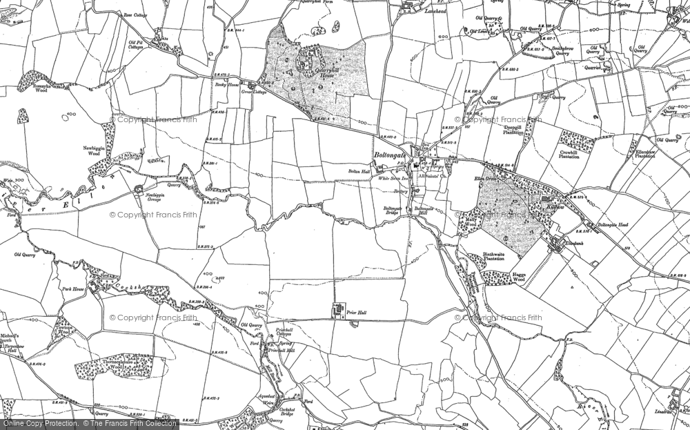 Old Map of Historic Map covering Lane Head in 1899