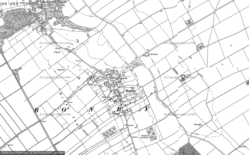 Old Map of Historic Map covering Bonby Carrs in 1886