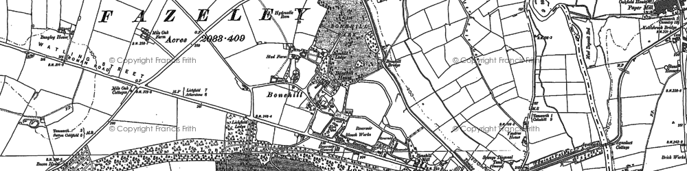 Old map of Bonehill in 1883