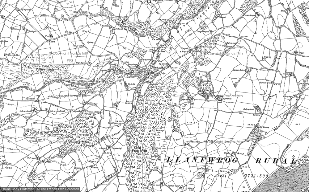 Old Map of Historic Map covering Hengoed in 1898