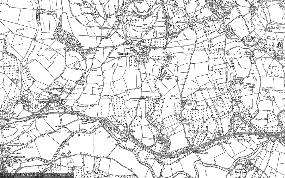 Old Map of Historic Map covering Boraston Dale in 1883