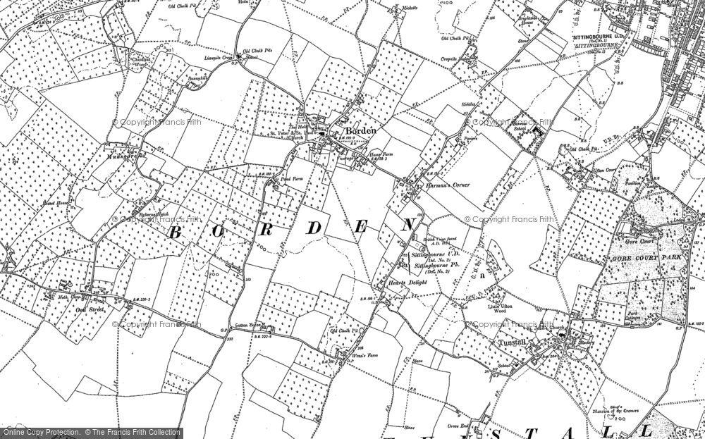 Old Map of Historic Map covering Harman's Corner in 1896